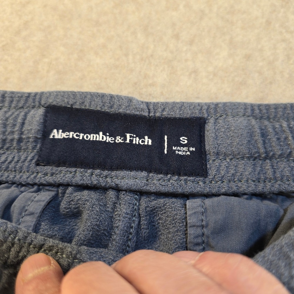 Abercrombie & Fitch Mens Small Blue Textured Drawstring Elastic Waist Shorts - Picture 3 of 4